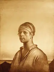 Odd Nerdrum, Selvportrett med pannebånd, Litografi, lysmål