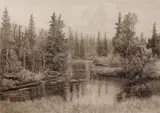 Johan Nordhagen, Fjellbekken, Radering, lysmål