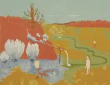 Teddy Røwde, Gutt i elvelandskap, Serigrafi, lysmål