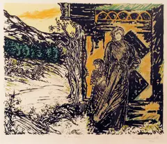 Henrik Sørensen, De som venter, 1946, Litografi, lysmål