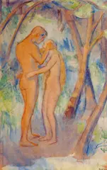 Par by Erik Werenskiold, 1918, Blandingsteknikk, lysmål, sold Jun 2005