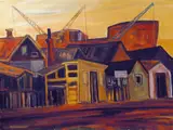 Sydhavnen København by Reidar Aulie, Olje på lerret, sold Jun 2005