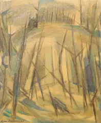 Arne Schram Bruland, Vårløsning, 1965, Olje på lerret