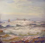 Seilas by Thorolf Holmboe, Olje på plate, sold Jun 2005