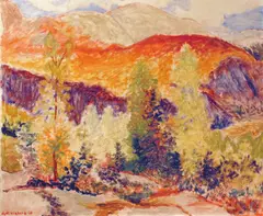 Fjell i høstfarger by Karl Høgberg, 1935, Olje på plate, sold Jun 2005