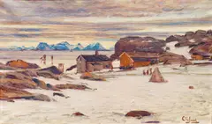 Ole Juul, Fiskevær i Lofoten, Olje på lerret
