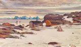 Ole Juul, Fiskevær i Lofoten, Olje på lerret