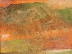 Gudrun Kongelf, Aftensol, 1970, Olje på plate