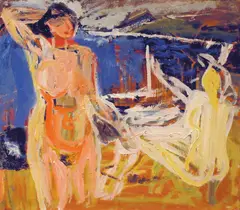 To kvinner, akt by Per Lefdal, Olje på plate, sold Jun 2005