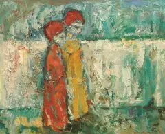 Jens Mathiesen, To barn, 1963, Olje på plate