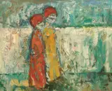Jens Mathiesen, To barn, 1963, Olje på plate