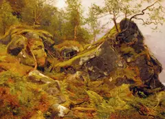 Anton Rasmussen, Studie fra Bondhus, Olje på papir, oppklebet på plate