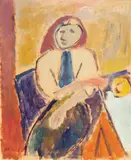 Sittende kvinne by Johannes Rian, Olje på plate, sold Jun 2005