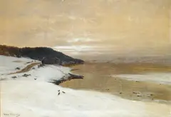 Ludvig Skramstad, Fjordlandskap, vinter, Olje på lerret