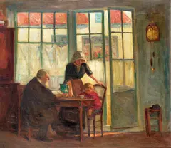 Fiskerhjem i Bretagne by Astri Aasen, 1912, Olje på lerret, sold Jun 2005