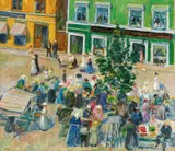 Alf Lundeby, Torget i Kragerø, 1919, Olje på lerret
