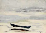 Karl Dørnberger, Fra Son, vinter, 1921, Olje på plate