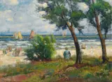 Badestrand, Rügen by Thorolf Holmboe, Olje på lerret, sold May 2005