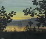 Thorolf Holmboe, Sommernatt, Pastell og akvarell på papir, lysmål