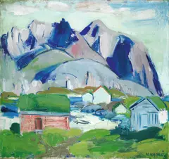 Hans Haakø, Trehus i fjellandskap, Nord-Norge, Olje på lerret