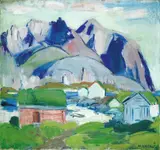 Hans Haakø, Trehus i fjellandskap, Nord-Norge, Olje på lerret