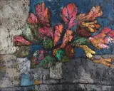 Tor Hoff, Blomster i vase, 1960, Olje på lerret