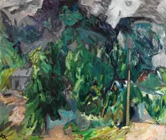 Ragnar Kraugerud, Fjelldal med hus, Olje på lerret