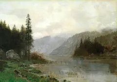Ludvig Skramstad, Skogsvann med ender, Olje på lerret