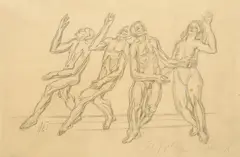 Arne Ekeland, Fire figurer, Blyant på papir, lysmål