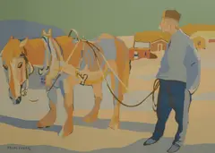 Erling Enger, Mann med hest, Serigrafi, lysmål