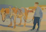 Erling Enger, Mann med hest, Serigrafi, lysmål