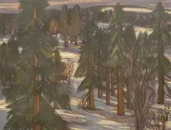 Terje Grøstad, Kveldskog, 1982, Litografi, lysmål