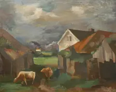 Georg Backer Berg, Gårdsinteriør, Olje på lerret