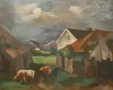 Georg Backer Berg, Gårdsinteriør, Olje på lerret