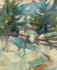 Sigurd Eriksen, Vinterlandskap, 1957, Olje på plate