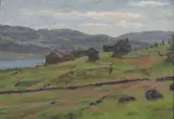 Jacob Gløersen, Seter i fjellandskap, 1900, Olje på lerret