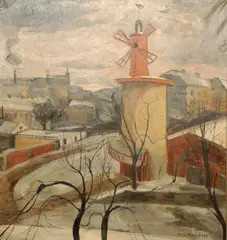 Ulrik Hendriksen, Den røde mølle, Olje på lerret