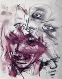 Ronnie Wood, Untitled, Charcoal and water colour