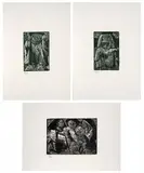 Pedro Hanne Gallo, [Cristo]; [La piedad]; [Descendimiento de la Cruz], Xilografìa sobre papel. (3). Ejemplar 10 de 120