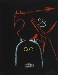 Wifredo Lam, Sin título, del portafolio Chile 11 septiembre - 11 Latino-américains, 1973, Serigrafía sobre papel. Ejemplar 4 de 175