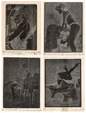Umberto Giangrandi, Mirandosi allo specchio; Cabaret; Íntima y Suspenze, 1965, Punta seca sobre papel. (4). Ejemplar Prueba de artista