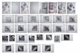 Becky Mayer, [Archivo: instrucciones para la realización de un grabado], Aguafuerte sobre papel. 28 piezas/pruebas