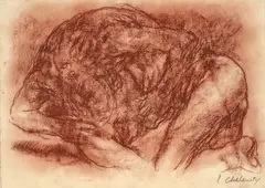 Luis Caballero, Sin título, 1990, Sanguina sobre papel