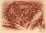 Luis Caballero, Sin título, 1990, Sanguina sobre papel
