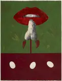 Ofelia Rodríguez, Al alcance de la atractiva tentación de mi ñame adornado de chiles picantes, 2007, Mixta sobre papel