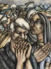 Fernando Botero, La plegaria, 1949, Acuarela sobre papel