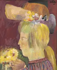 Fernando Botero, [Niña con flores], 1960, Óleo sobre lienzo
