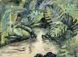 Débora Arango, [Paisaje fluvial], [década de 1970], Acuarela sobre papel