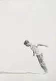 César del Valle, Sin título, 2008, Dibujo a lápiz sobre papel rasgado en caja de acrílico