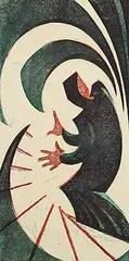 Sybil Andrews, Peter #TP 2, 1966, colour lino block on paper